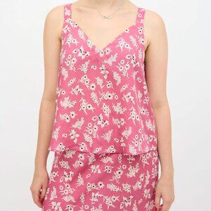 The Great 100% Silk Pink Floral Cami & Maxi Skirt Matching Set, Size 1 (Small)